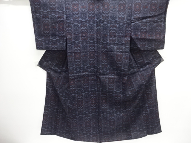 JAPANESE KIMONO / ABSTRACT PATTERN WOVEN TSUMUGIHITOE KIMONO